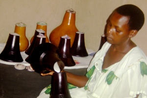 Flora Nyabutono preparing the milk